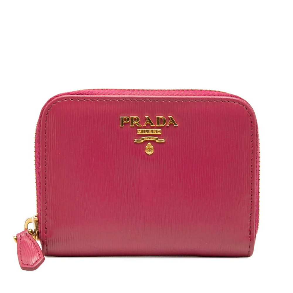 Prada business card holder/card case, wallet/coin coin purse, pink leather, w...